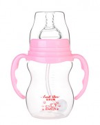 奶瓶宽口防摔带吸管手柄新生儿宝宝宽口径塑料喝水奶嘴瓶