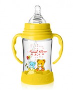 安奈小熊婴儿玻璃奶瓶防摔硅胶手柄吸管配件新生儿宝宝用品宽口径