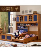 美凯华家具 美式实木儿童床带书架多功能套装 地中海男孩单人床
