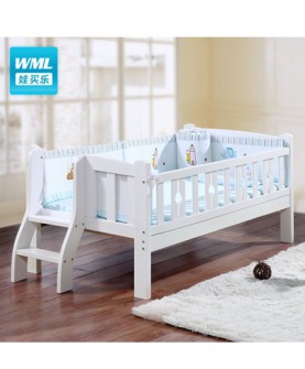 实木童床带护栏多功能欧式宝宝婴儿床儿童小孩男孩女孩拼接