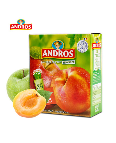 爱果士法国进口andros苹果桃可吸水果泥90g