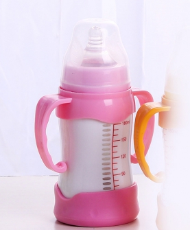 180lm葫芦形粉色奶瓶形妙洁奶瓶陶瓷骨瓷玲珑镂空保鲜奶瓶