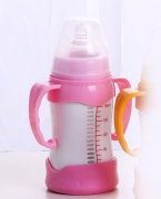 180lm葫芦形粉色奶瓶形妙洁奶瓶陶瓷骨瓷玲珑镂空保鲜奶瓶