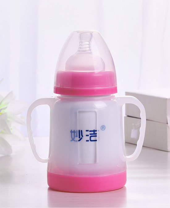 妙洁陶瓷奶瓶180lm直瓶粉色奶瓶形妙洁奶瓶陶瓷骨瓷玲珑镂空保鲜奶瓶代理,样品编号:78957