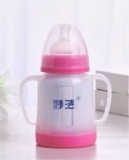 妙洁180lm直瓶粉色奶瓶形妙洁奶瓶陶瓷骨瓷玲珑镂空保鲜奶瓶
