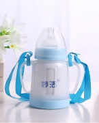 妙洁180lm直瓶蓝色奶瓶形妙洁奶瓶陶瓷骨瓷玲珑镂空保鲜奶瓶