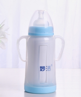 240lm直瓶蓝色奶瓶形妙洁奶瓶陶瓷骨瓷玲珑镂空保鲜奶瓶