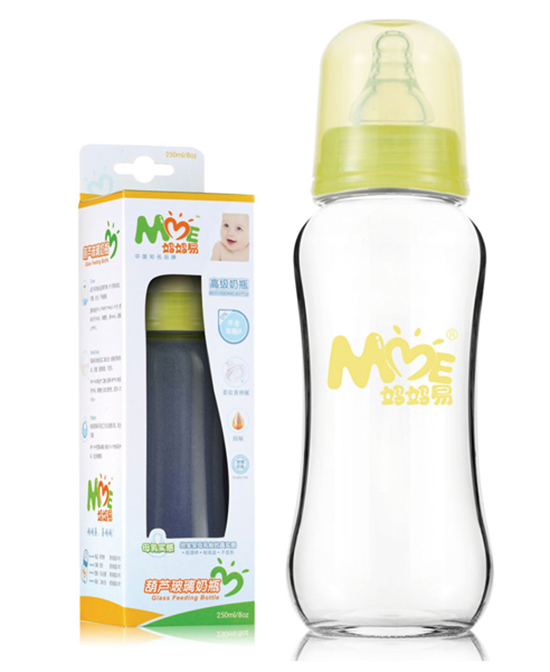 妈妈易婴童用品240毫升葫芦玻璃奶瓶代理,样品编号:70376