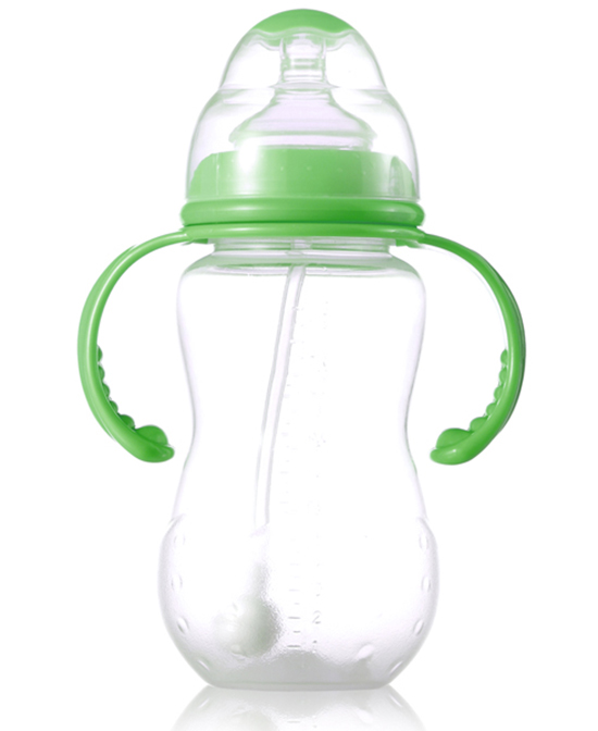 妈妈易婴童用品330毫升PP全自动双柄标口梅花奶瓶绿色代理,样品编号:70383