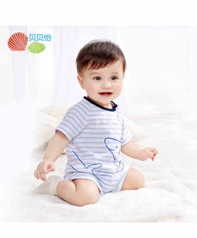 婴儿衣服条纹短袖连体衣