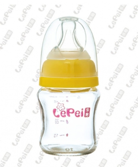 无柄玻璃奶瓶120ml黄色