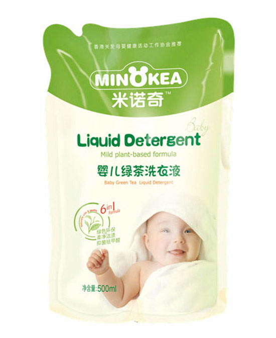 米诺奇婴童洗护用品婴儿绿茶洗衣液（袋装）500ml代理,样品编号:70596