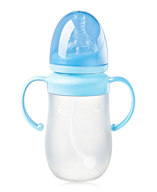 贝儿欣婴儿奶瓶宽口径带手柄吸管