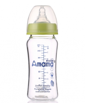 新生婴儿宽口径晶钻玻璃奶瓶