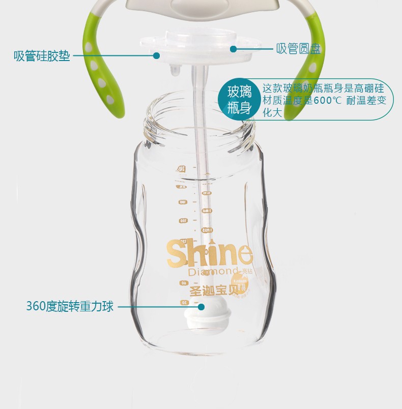 \"圣迦宝贝高硼硅玻璃奶瓶240ML,产品编号81716\"
