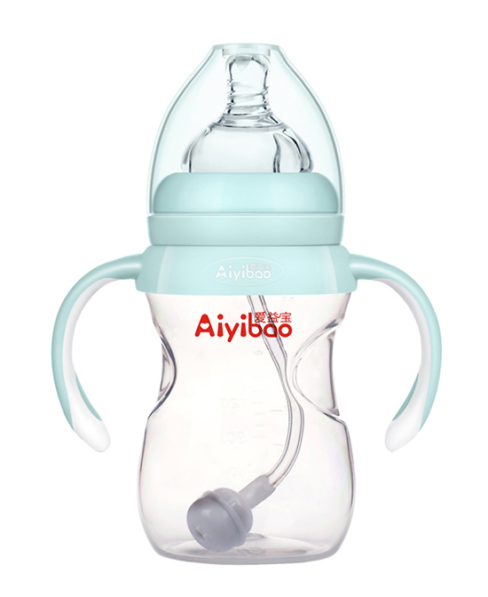 爱益宝婴童哺喂用品弧形有柄自动pp奶瓶180ml 蓝色代理,样品编号:90592