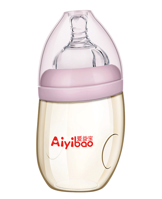 爱益宝婴童哺喂用品PPSU弯头奶瓶 粉色代理,样品编号:90595