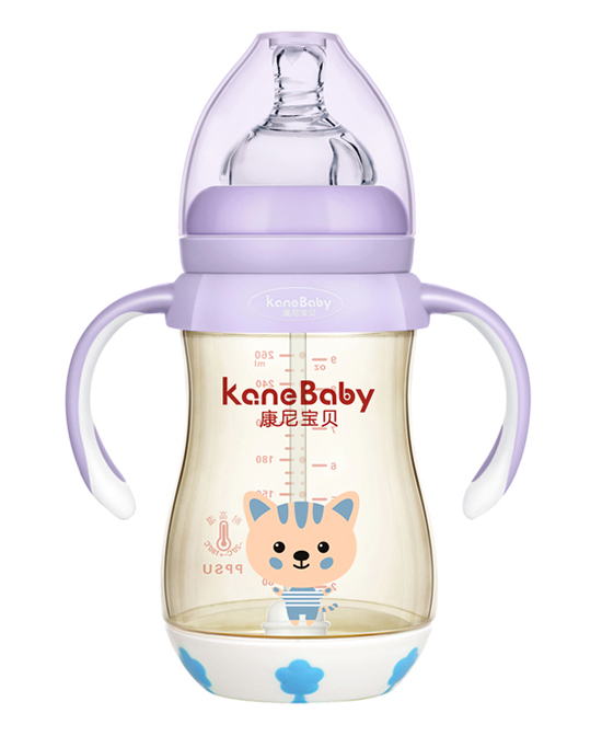 爱益宝婴童哺喂用品时尚条纹猫小子PPSU奶瓶-紫色代理,样品编号:90597