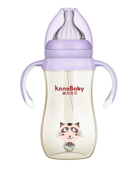 康尼宝贝奶瓶可爱咖菲猫PPSU奶瓶-320ml-紫色代理,样品编号:90598