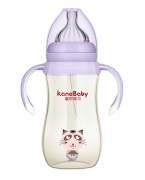 康尼宝贝可爱咖菲猫PPSU奶瓶-320ml-紫色