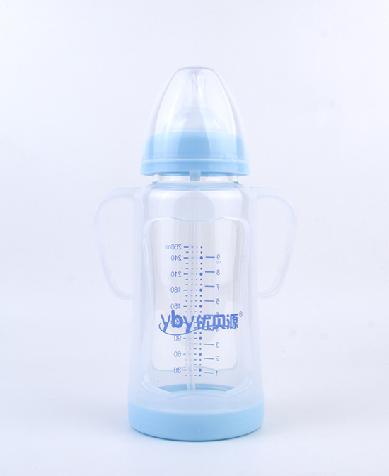 优贝源奶瓶晶钻带保护套玻璃奶瓶260ml代理,样品编号:80615