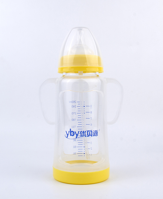 优贝源奶瓶晶钻带保护套玻璃奶瓶260ml代理,样品编号:80617