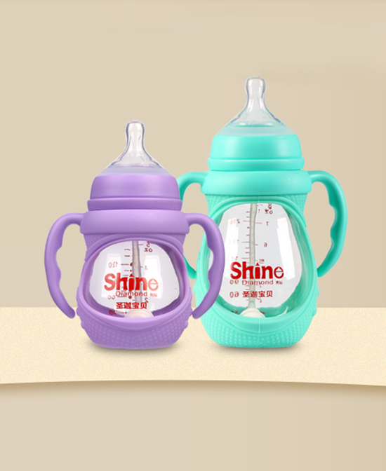 圣迦宝贝硅胶套葫芦型玻璃奶瓶奶瓶150ML/240ML