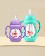 圣迦宝贝硅胶套葫芦型玻璃奶瓶奶瓶150ML/240ML
