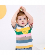 齐齐熊婴幼儿宝宝夏装T恤彩虹条纹短袖