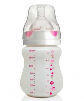 180ml陶瓷奶瓶粉红刻度