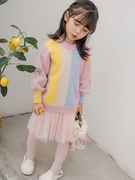 洛小米童装粉色针织衫代理,样品编号:96716