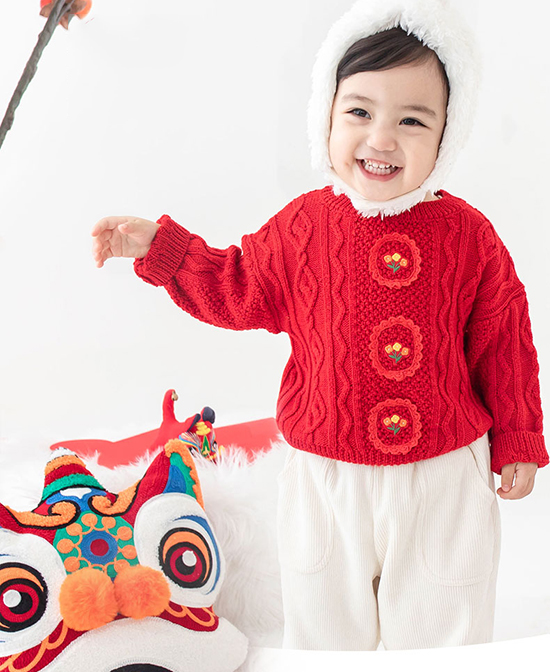 幼歌婴童服饰中国风羊毛混纺毛衣代理,样品编号:106535