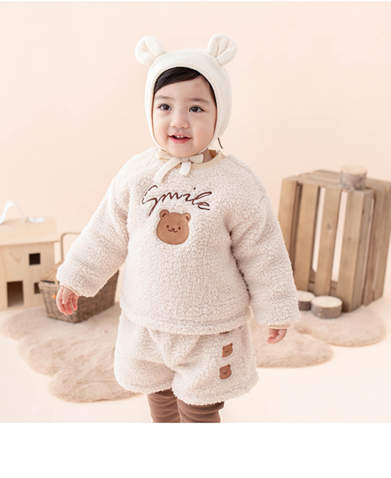 幼歌婴童服饰保暖加绒羊羔绒套装代理,样品编号:106540