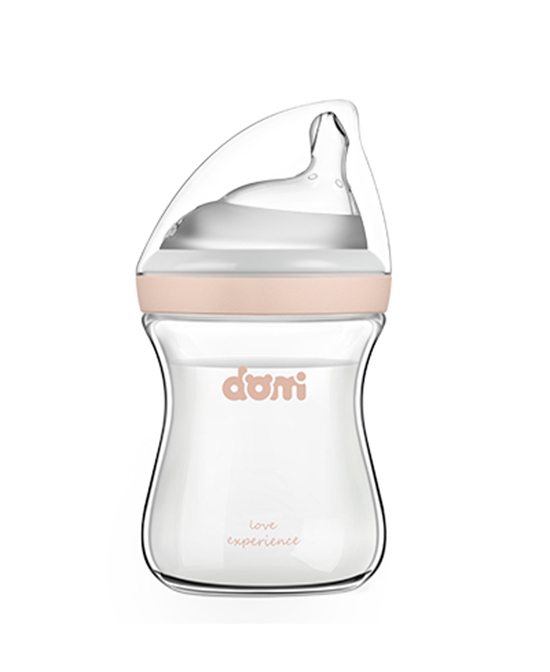 多米小熊奶瓶大口径250ml玻璃奶瓶 （薄雾粉）代理,样品编号:100197