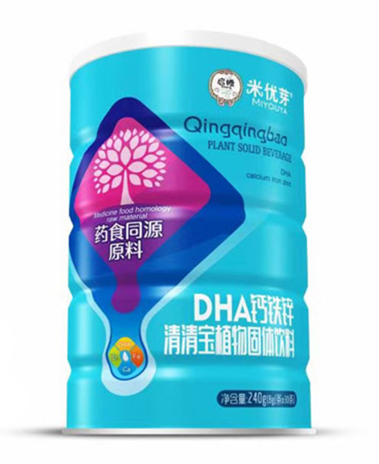 米优芽营养辅食DHA钙铁锌清清宝植物固体饮料代理,样品编号:102140
