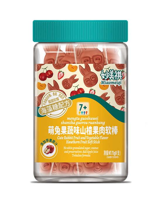 布丁糖糖休闲零食萌兔果蔬味山楂果肉软棒代理,样品编号:117356